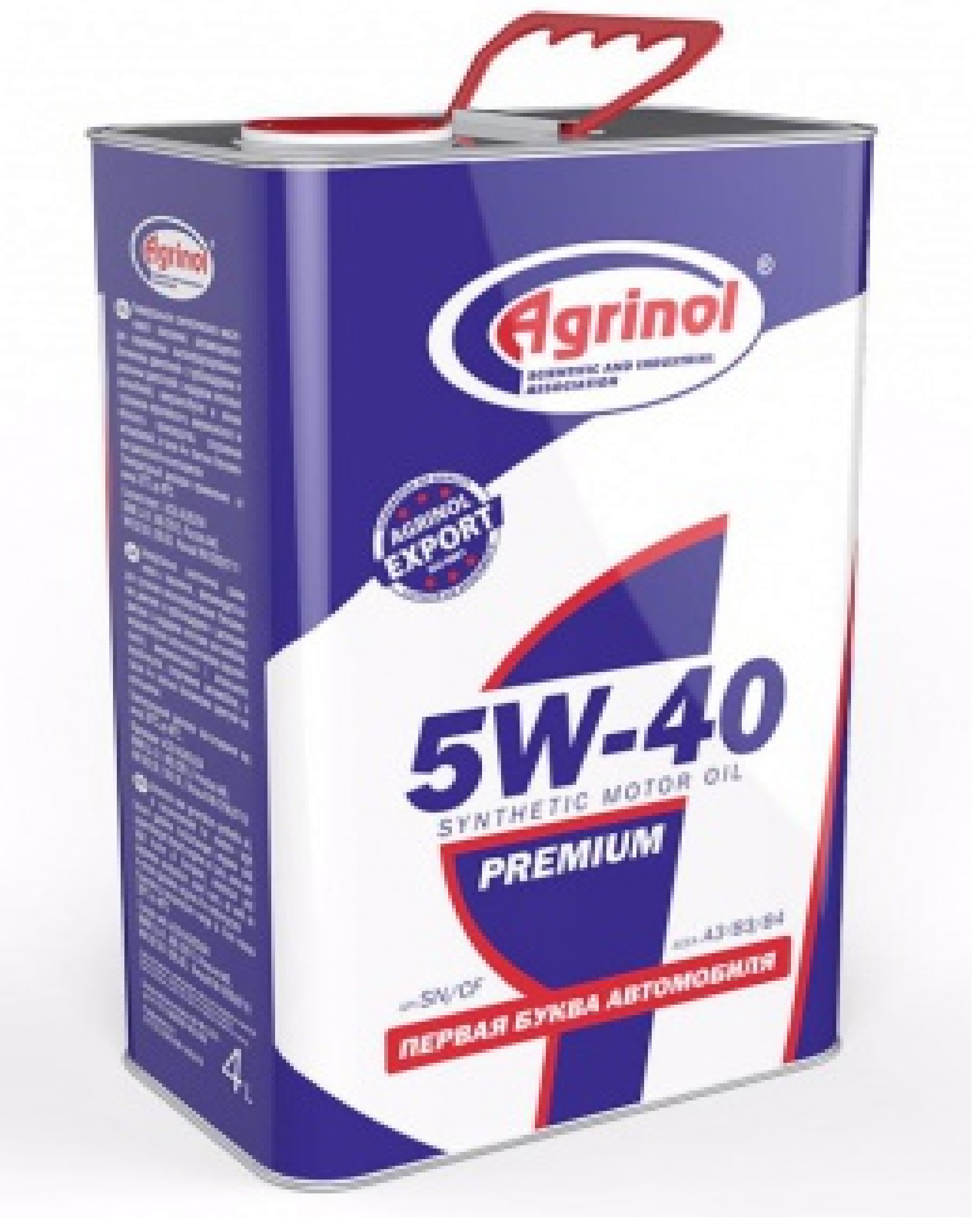 Олива моторна AGRINOL 5W-40 SN/CF, ТУ, 4 л